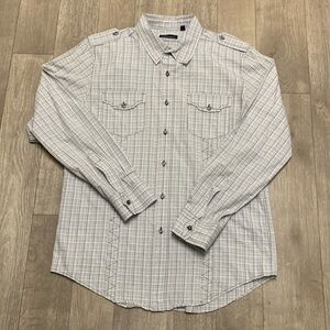 Mens 7 Diamonds Button Down‎ Plaid Long Sleeve Shirt